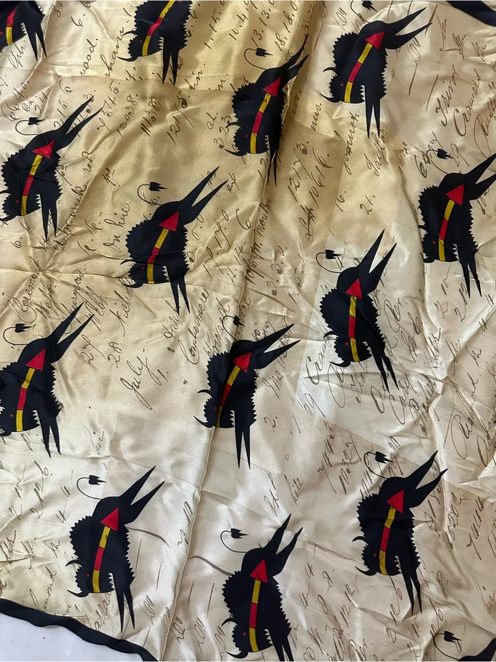 Silk Square Scarf with Black & Red buffalo